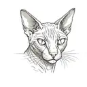  black sphinx cat head tattoo design idea