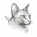  black sphinx cat head tattoo design idea