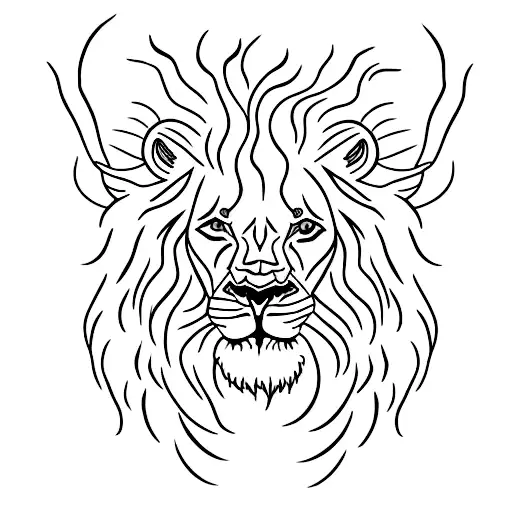 Oryx with lion with young girl one line simple  tattoo design idea