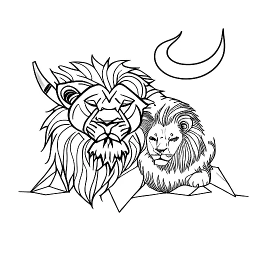 Oryx with lion with young girl  tattoo design idea