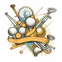 A geometric design incorporating elements of golf clubs and pool balls, reflecting your analytical mindset as a system engineer tattoo design idea