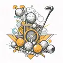 A geometric design incorporating elements of golf clubs and pool balls, reflecting your analytical mindset as a system engineer tattoo design idea