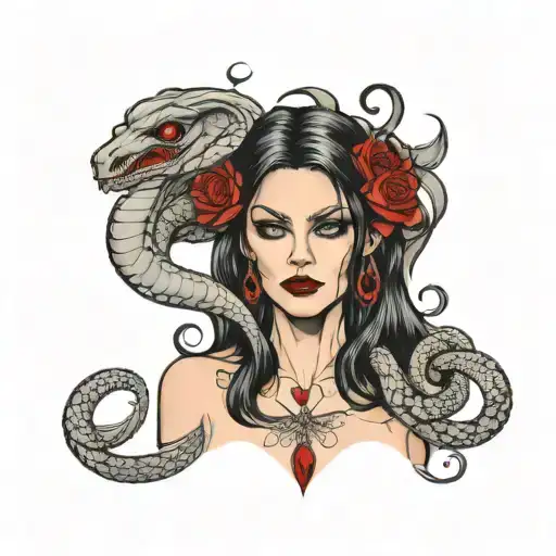 vampire lilith with snake tattoo design idea