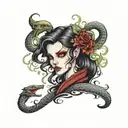 vampire lilith with snake tattoo design idea