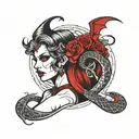 vampire lilith with snake tattoo design idea