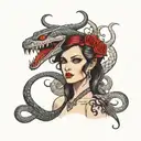 vampire lilith with snake tattoo design idea