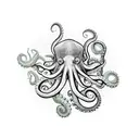 an octopus on a broken sand clock tattoo design idea