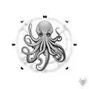 an octopus on a broken sand clock tattoo design idea