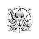 an octopus on a broken sand clock tattoo design idea