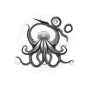 an octopus on a broken sand clock tattoo design idea