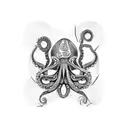 an octopus on a broken sand clock tattoo design idea