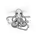 an octopus on a broken sand clock tattoo design idea