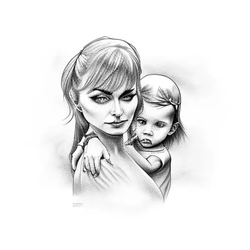 Mother and childs tattoo design idea