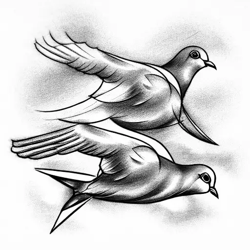 3 doves flying next to eachother tattoo design idea