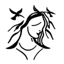 renaissance woman in cloth with 3 doves above her head tattoo design idea