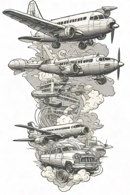 cuba, airplane, travel tattoo tattoo design idea