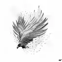 feathers dissolving into ravens flying tattoo design idea