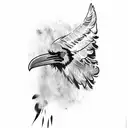 feathers dissolving into ravens flying tattoo design idea