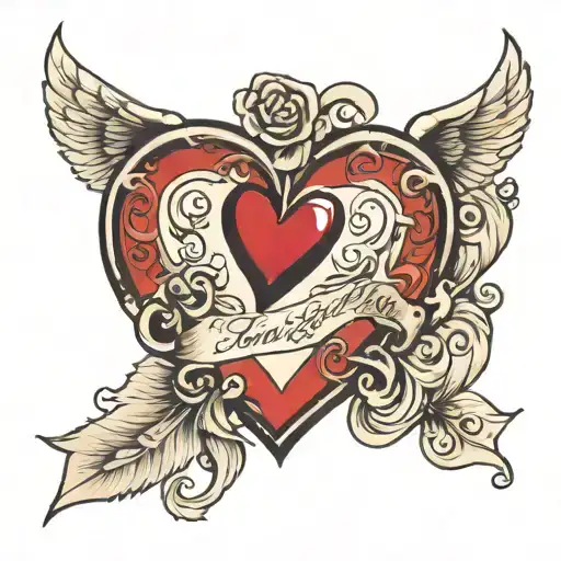 1996, 1997, 2003 love heart  tattoo design idea