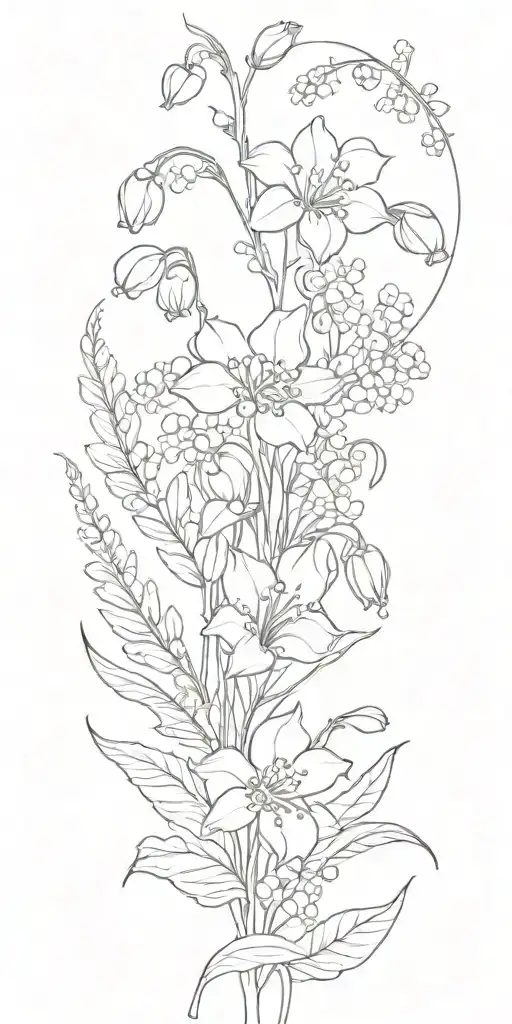 lily of the valley, forget me not and carnation tattoo tattoo design idea