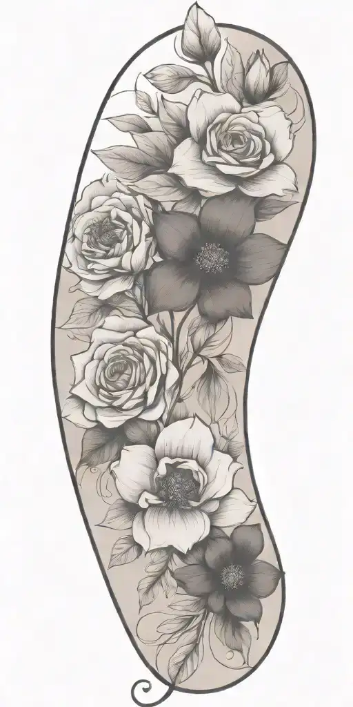 simple floral spread out with no leaves tattoo design idea