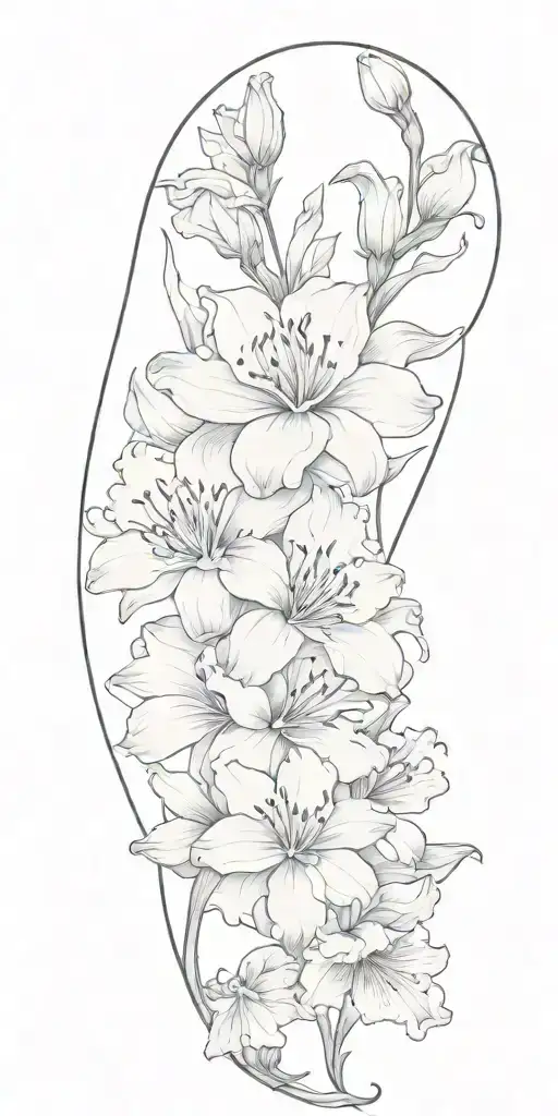 floral sleeve tattoo design featuring carnation and lily tattoo design idea