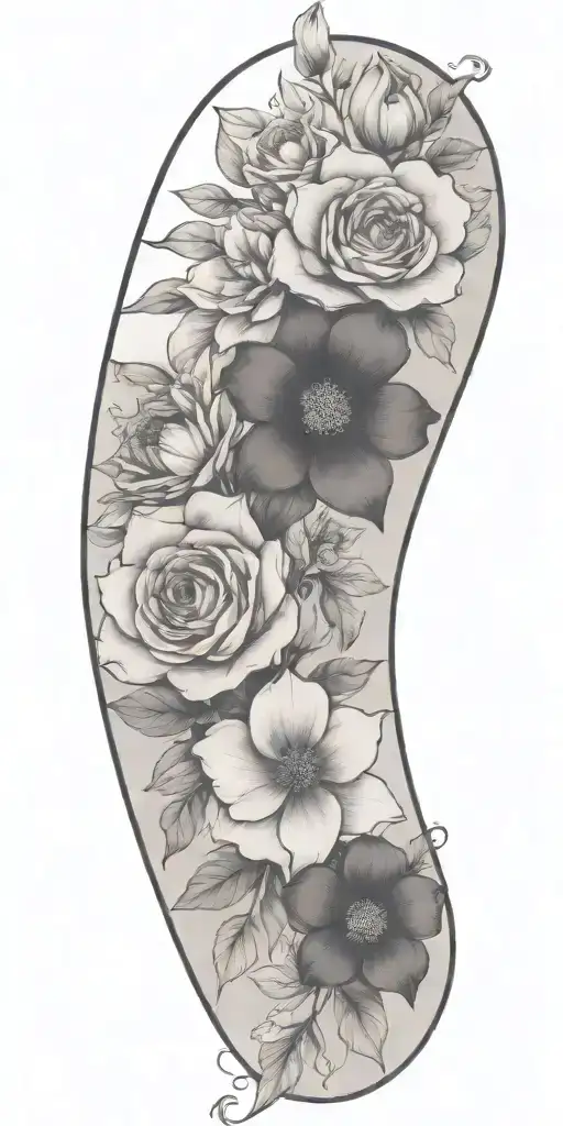 simple floral spread out  tattoo design idea