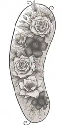 floral thin lines tattoo design idea