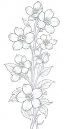 A minimalist design of a forget me not flower with the stem forming the word 'mom', symbolizing the everlasting bond between mother and child tattoo design idea