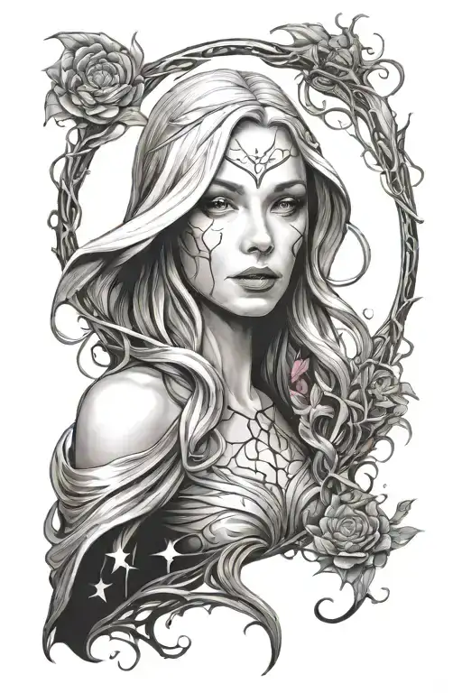 Dark Galadriel tattoo design idea