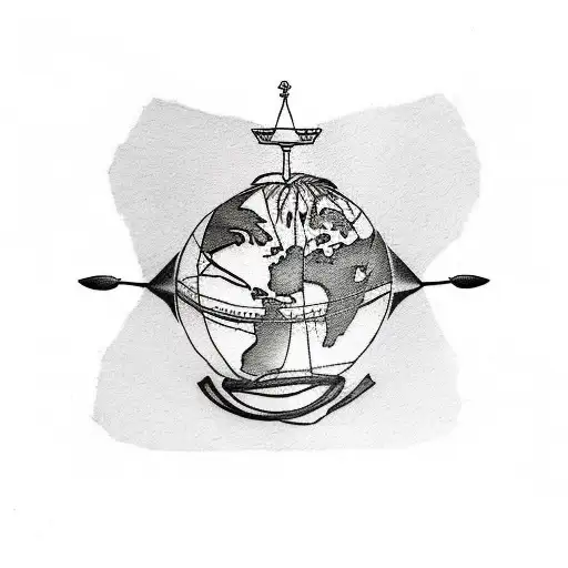A tattoo of a gavel, symbolizing your profession as a lawyer, with a world map incorporated into it to represent your international journey in pursuing your legal education. tattoo design idea
