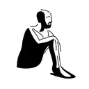a man sitting on a straight horizontal line, with his legs dangling and facing us tattoo design idea
