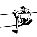 a man sitting on a straight horizontal line, with his legs dangling and facing us tattoo design idea