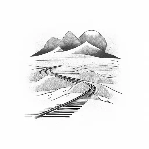 long train tracks tattoo design idea
