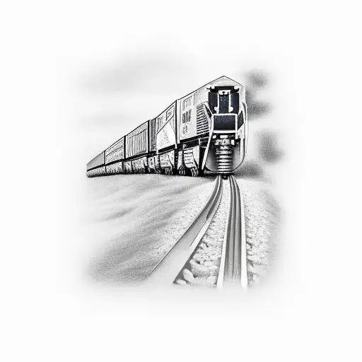 long train tracks tattoo design idea