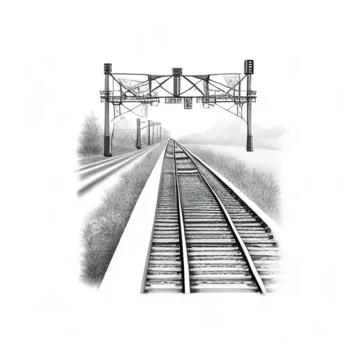 long train tracks tattoo design idea