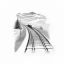 long train tracks tattoo design idea