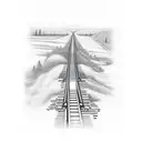 long train tracks tattoo design idea