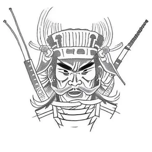 A traditional-style tattoo of a samurai wielding a thunderbolt katana amidst a field of Lycoris flowers. tattoo design idea