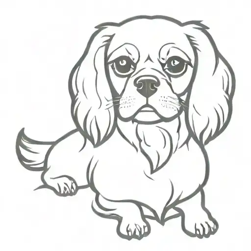 minimalistic cavalier king Charles spaniel tattoo design idea