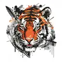 head of an Amur tiger in profile with its head pierced by two broken arrows tattoo design idea