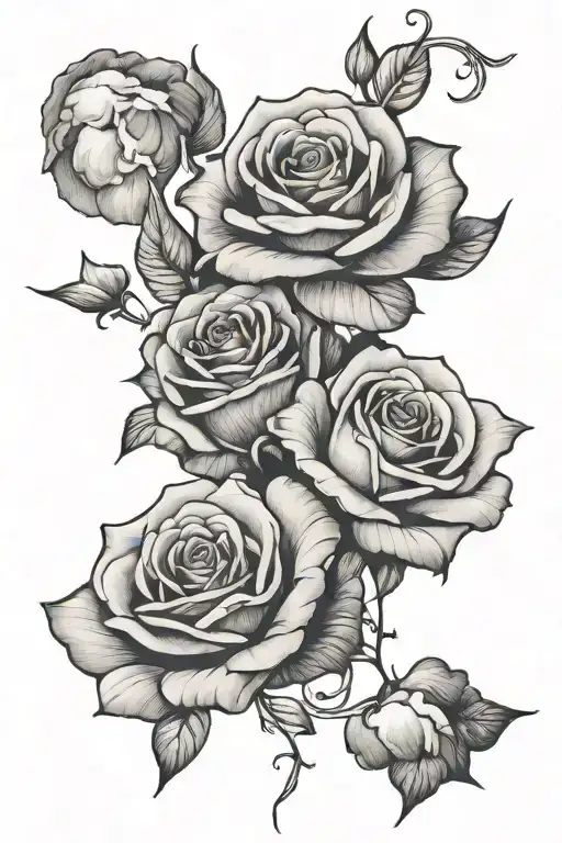 roses, clouds tattoo design idea