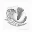 A rapper riding a wave of sound waves tattoo design idea