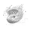 A rapper riding a wave of sound waves tattoo design idea