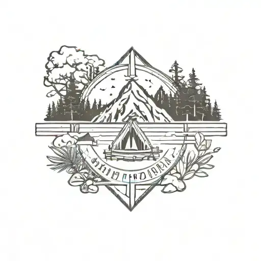 Outdoor themed with 2 symbols tattoo design idea