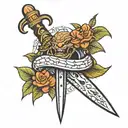 dagger and snake tattoo design idea