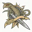 dagger and snake tattoo design idea