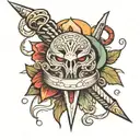 dagger and snake tattoo design idea
