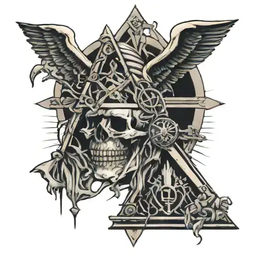 Freemason, death, pain hurt torture tattoo design idea