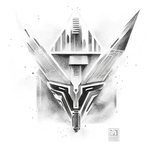 A black and white  blade runner 2049 forearm tattoo tattoo design idea